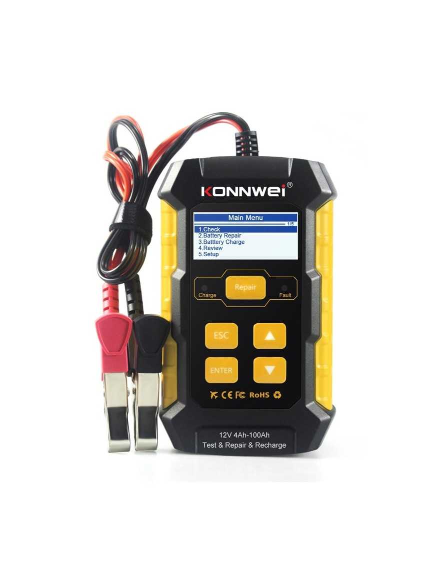 KONNWEI φορτιστής μπαταρίας αυτοκινήτου KW510 με tester, 12V