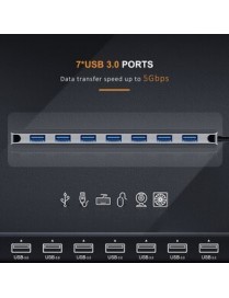 CABLETIME USB-C hub C160, 7x USB, 5Gbps, 0.15m, ασημί