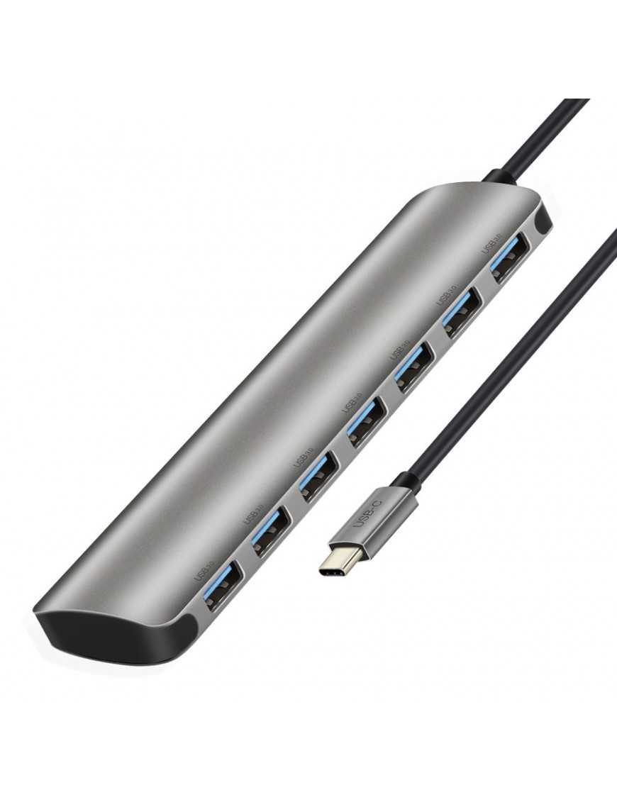 CABLETIME USB-C hub C160, 7x USB, 5Gbps, 0.15m, ασημί