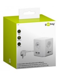 GOOBAY πολύπριζο 41268, 4x schuko 16A, 2x USB 2.1A, 1.5m, λευκό