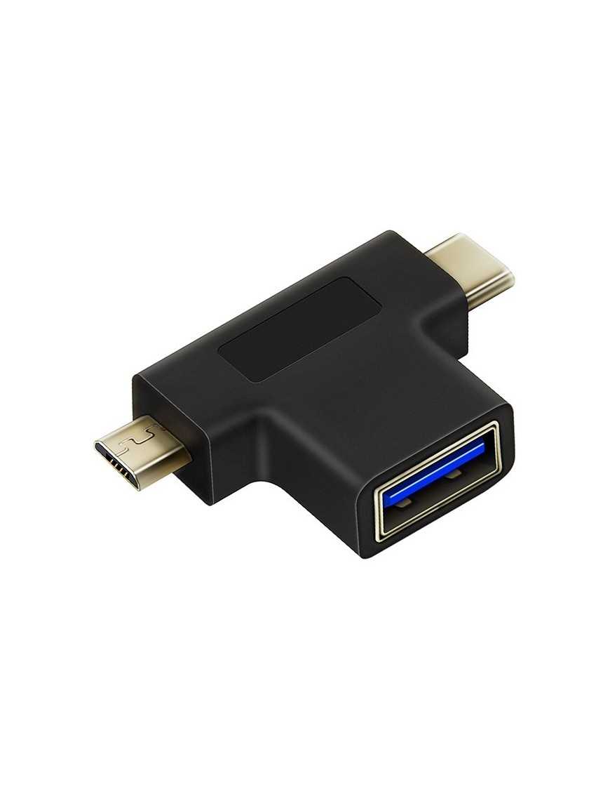 CABLETIME αντάπτορας USB 3.0 σε USB-C & Micro USB C160, μαύρος