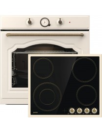 Gorenje BOS67372CLI + EC642CLI Φούρνος άνω Πάγκου 77lt με Κεραμικές Εστίες Π59.5εκ. Μπεζ