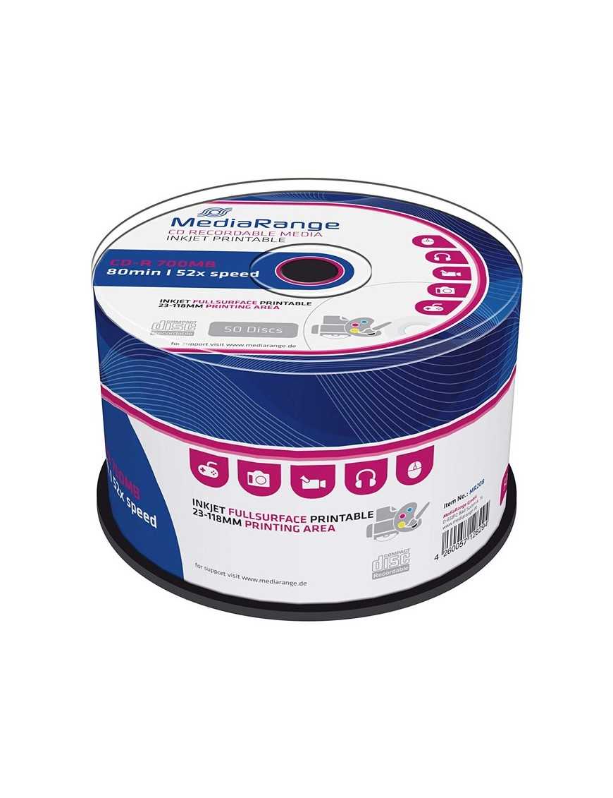 MEDIARANGE CD-R 52x 700MB, inkjet FF printable, cake box, 50τμχ