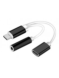 POWERTECH αντάπτορας USB-C σε USB-C & 3.5mm θηλυκό CAB-UC030, λευκός