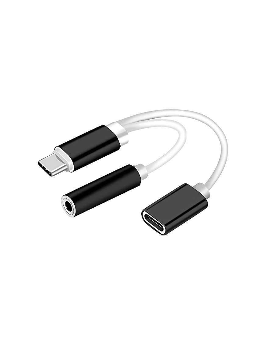 POWERTECH αντάπτορας USB-C σε USB-C & 3.5mm θηλυκό CAB-UC030, λευκός