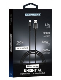 ROCKROSE καλώδιο USB σε Lightning Knight AL, 12W, MFi, 1m, μαύρο-γκρι