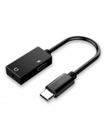 POWERTECH αντάπτορας USB-C σε USB-C & 3.5mm CAB-UC053, 0.11m, μαύρος