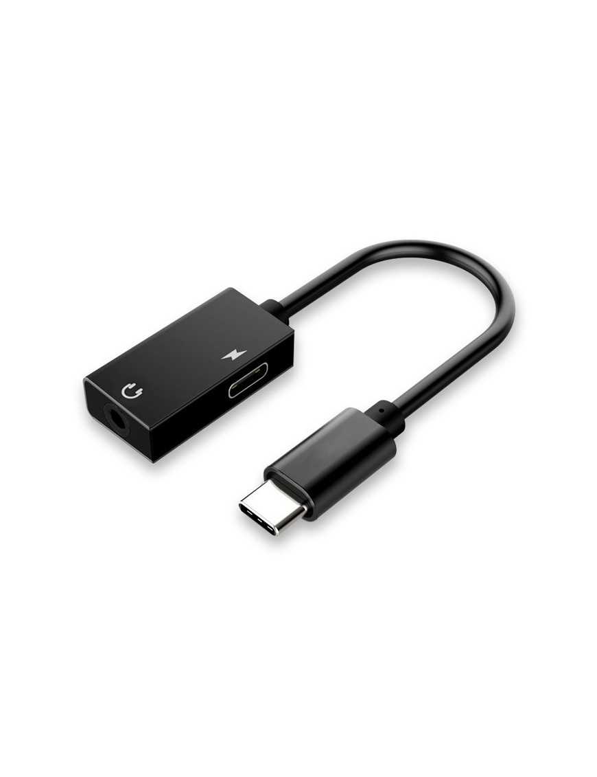 POWERTECH αντάπτορας USB-C σε USB-C & 3.5mm CAB-UC053, 0.11m, μαύρος