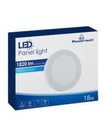 POWERTECH LED panel PAN-0002, 18W, Φ 22.5cm, 4000K, 1820lm, λευκό