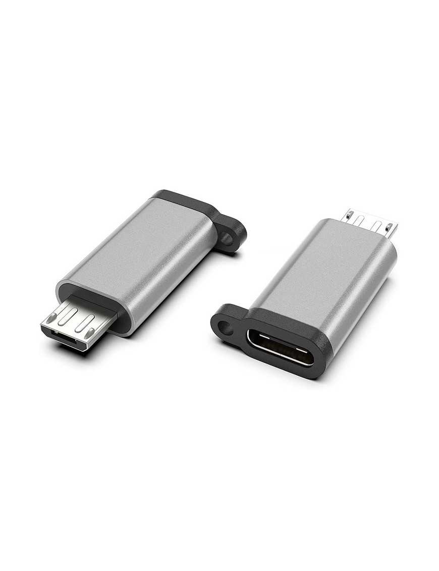 POWERTECH αντάπτορας Micro USB αρσενικό σε USB-C θηλυκό PTH-065, ασημί