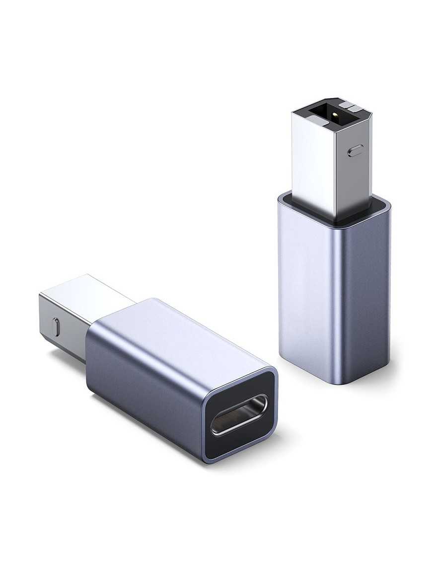 POWERTECH αντάπτορας USB Type-B αρσενικό σε USB-C θηλυκό PTH-068, γκρι