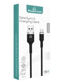 POWERTECH καλώδιο USB σε Micro USB metal PTR-0094, 15W 3A, 1m, μαύρο