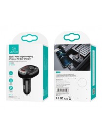 USAMS FM transmitter CC143, 2x USB/USB-C/micro SD, BT, οθόνη, 50W, μαύρο