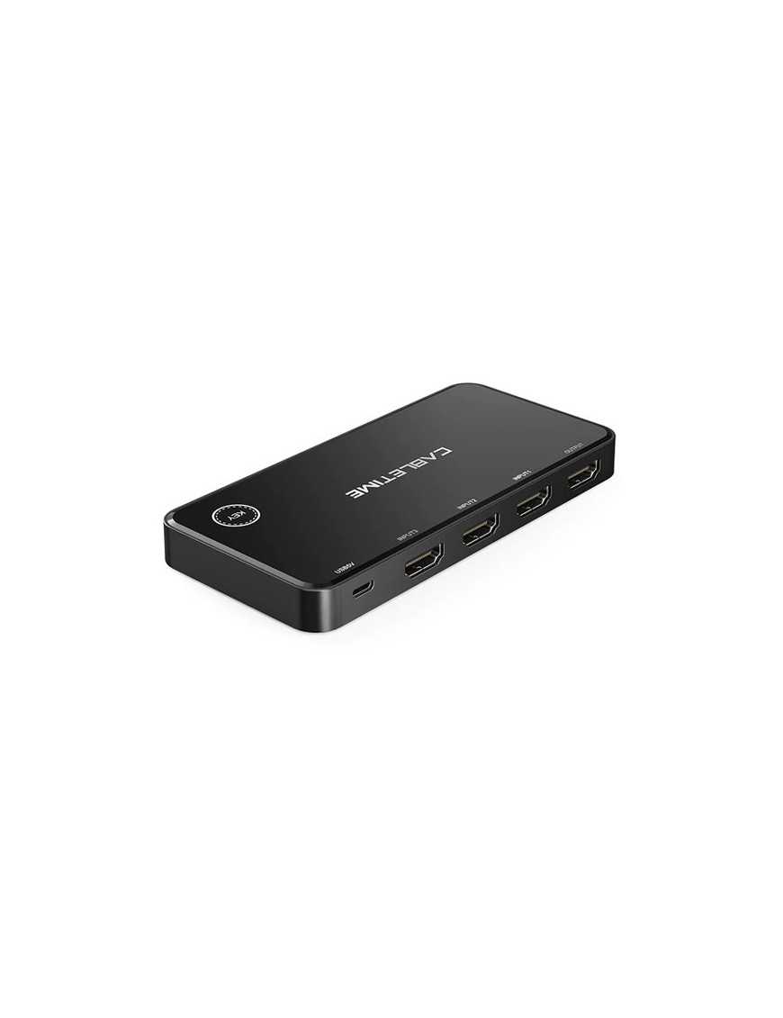 CABLETIME 3 in 1 HDMI 2.0 switch HS4K3 με ασύρματο χειριστήριο, 4K, γκρι