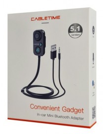 CABLETIME audio receiver αυτοκινήτου CT-BT02-PB με μικρόφωνο, BT 5.1