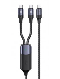 USAMS καλώδιο USB-C σε 2x USB-C US-SJ551, PD 100W, 1.2m, μαύρο