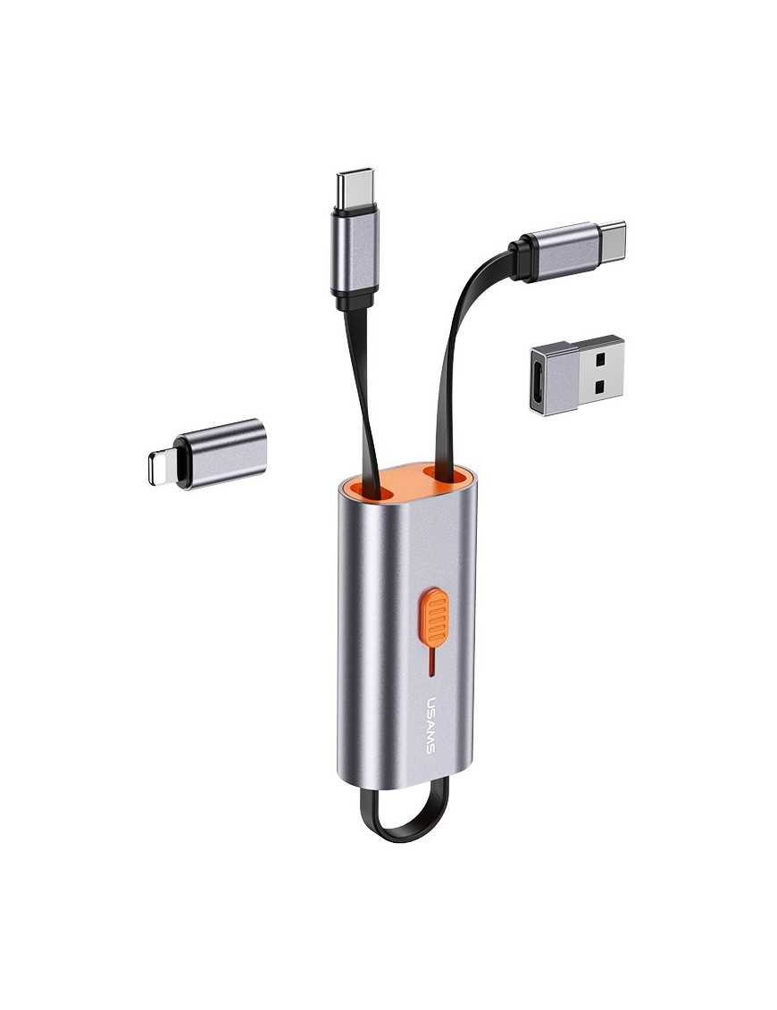 USAMS αντάπτορας USB-C σε USB-C/USB/Lightning SJ560, 60W PD, 0.3m, γκρι