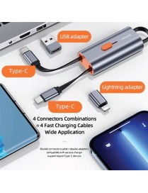 USAMS αντάπτορας USB-C σε USB-C/USB/Lightning SJ560, 60W PD, 0.3m, γκρι