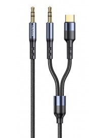 USAMS καλώδιο ήχου 3.5mm σε USB-C & 3.5mm US-SJ555, 1.2m, μαύρο