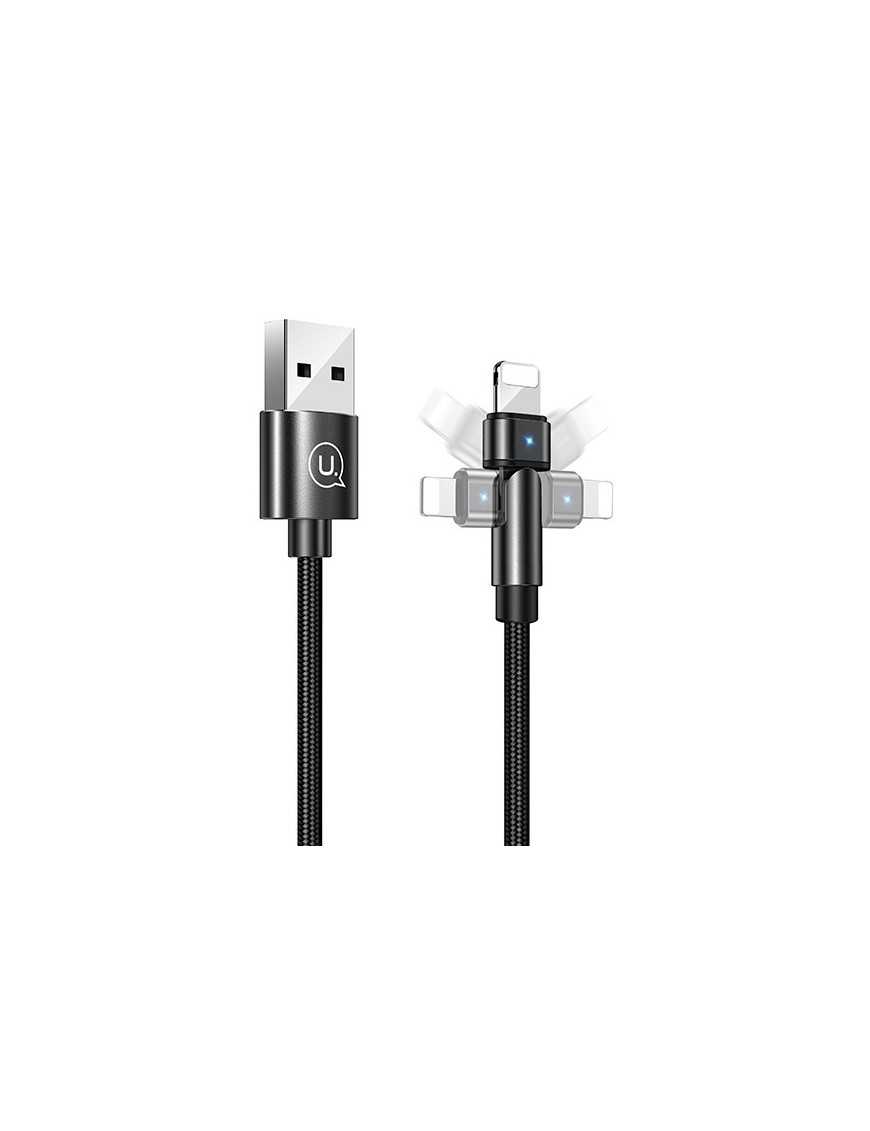 USAMS καλώδιο Lightning σε USB US-SJ476, περιστρεφόμενο, 2.1A, 1m, μαύρο