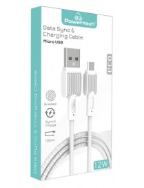 POWERTECH καλώδιο USB σε Micro USB eco PTR-0109, 12W 2.4A, 1m, λευκό