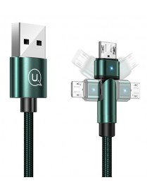 USAMS καλώδιο Micro USB σε USB SJ478, περιστρεφόμενο, 2A, 1m, πράσινο