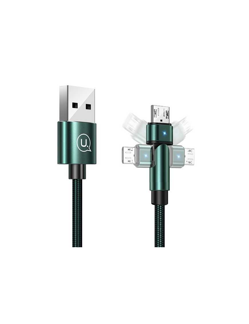 USAMS καλώδιο Micro USB σε USB SJ478, περιστρεφόμενο, 2A, 1m, πράσινο