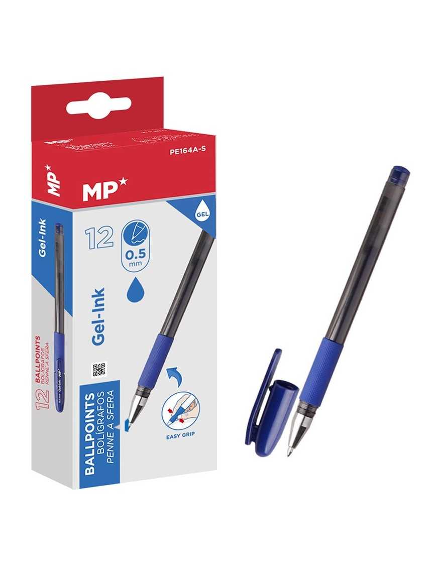 MP στυλό διαρκείας gel PE164A-S, 0.5mm, μπλε, 12τμχ