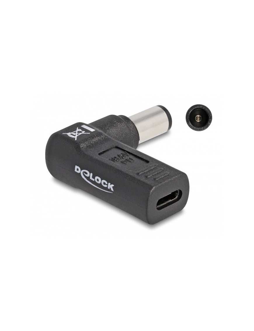 DELOCK αντάπτορας τροφοδοσίας 60005, USB-C σε HP 7.4x5mm, 90°, μαύρος